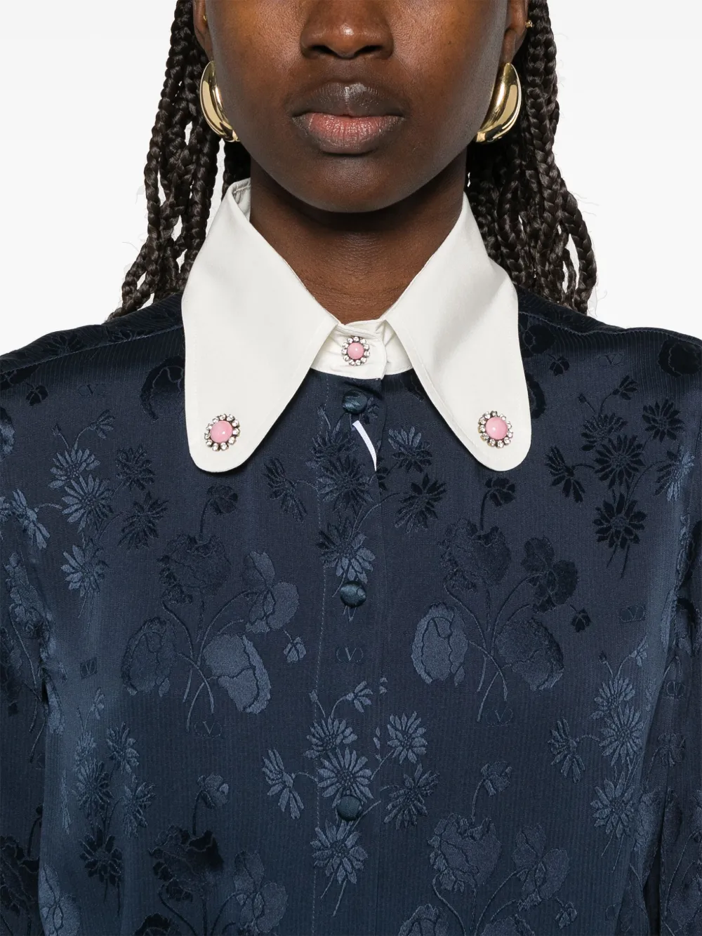 Valentino Garavani Blouse met bloemen-jacquard Blauw