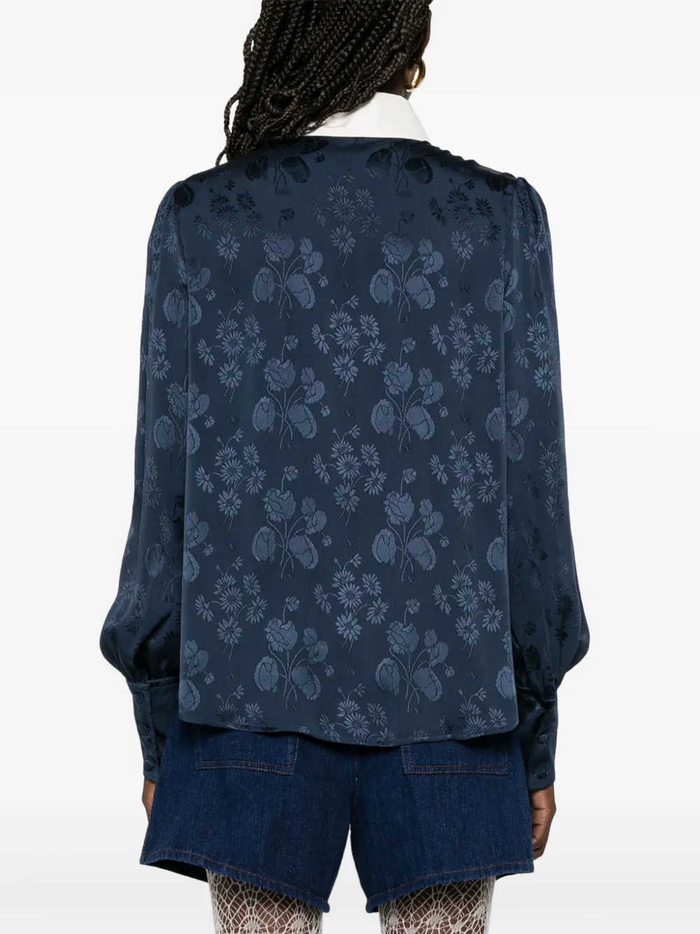 Valentino Garavani Blouse met bloemen-jacquard Blauw