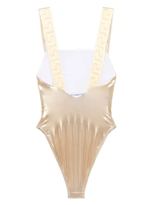 ワンピース水着 VERSACE Versace Sea clothing Golden (ABD01098 1A130132X320) Greca Border Metallic One-Piece Swimsuit Gold | VERSACE US