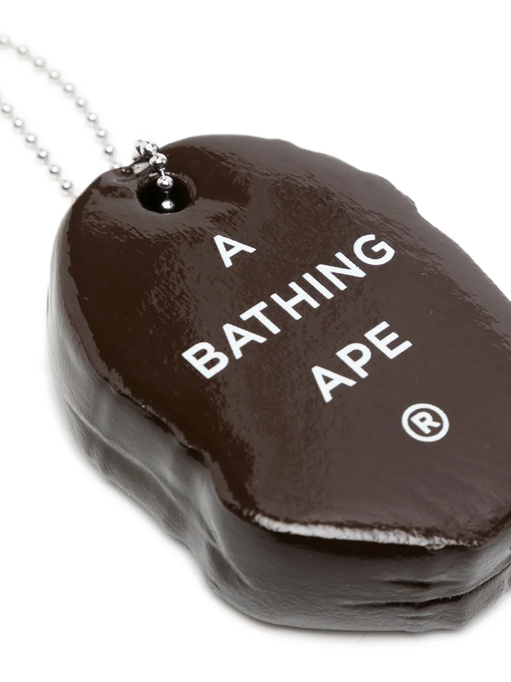 A BATHING APE Sleutelhanger met logoprint Bruin
