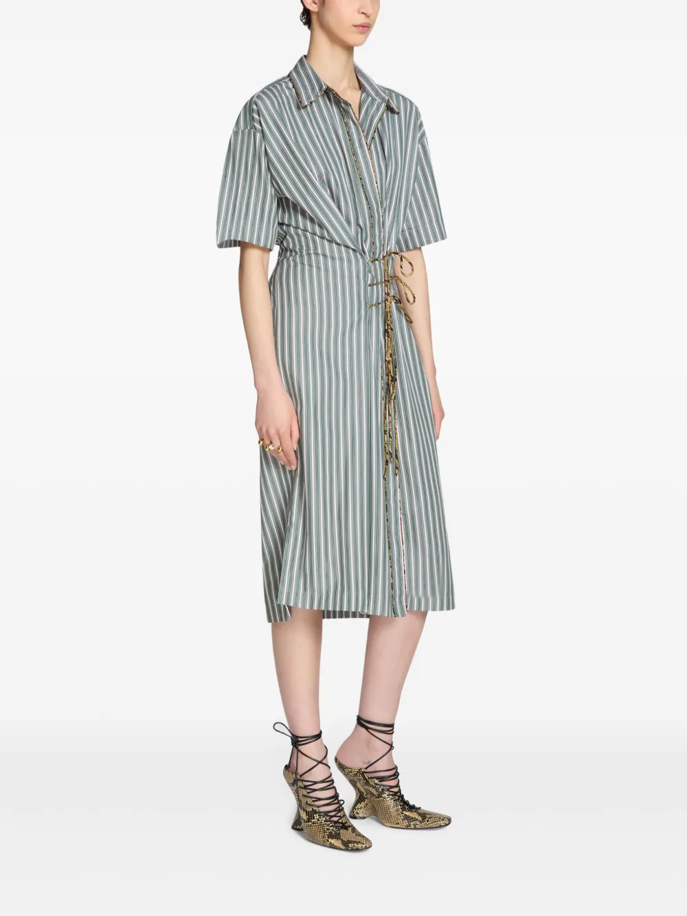 DRIES VAN NOTEN Gestreepte jurk Groen