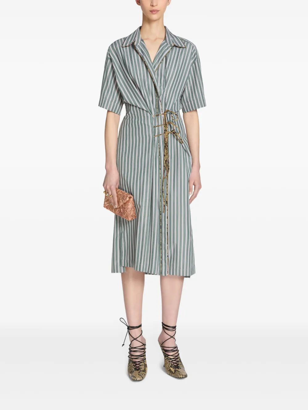 DRIES VAN NOTEN Gestreepte jurk - Groen