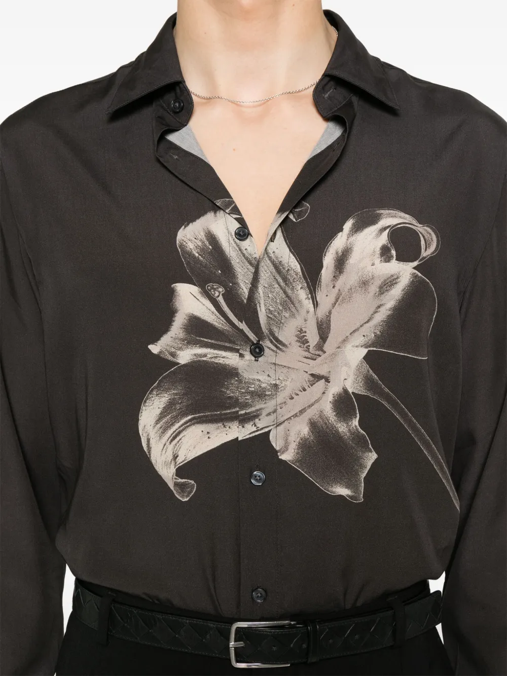 Emporio Armani Overhemd met bloemenprint Zwart