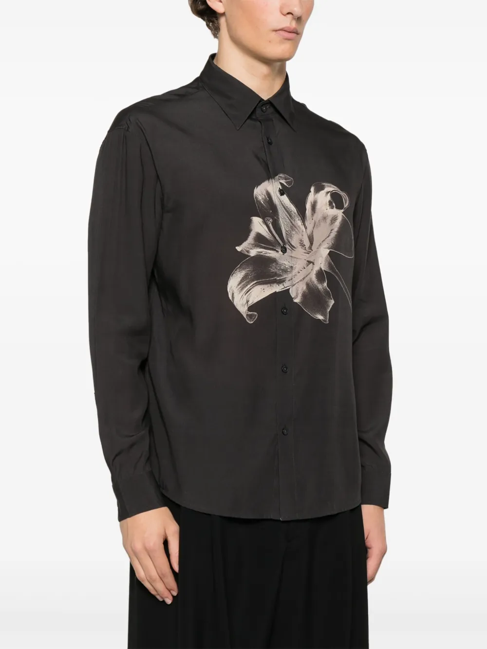 Emporio Armani Overhemd met bloemenprint Zwart