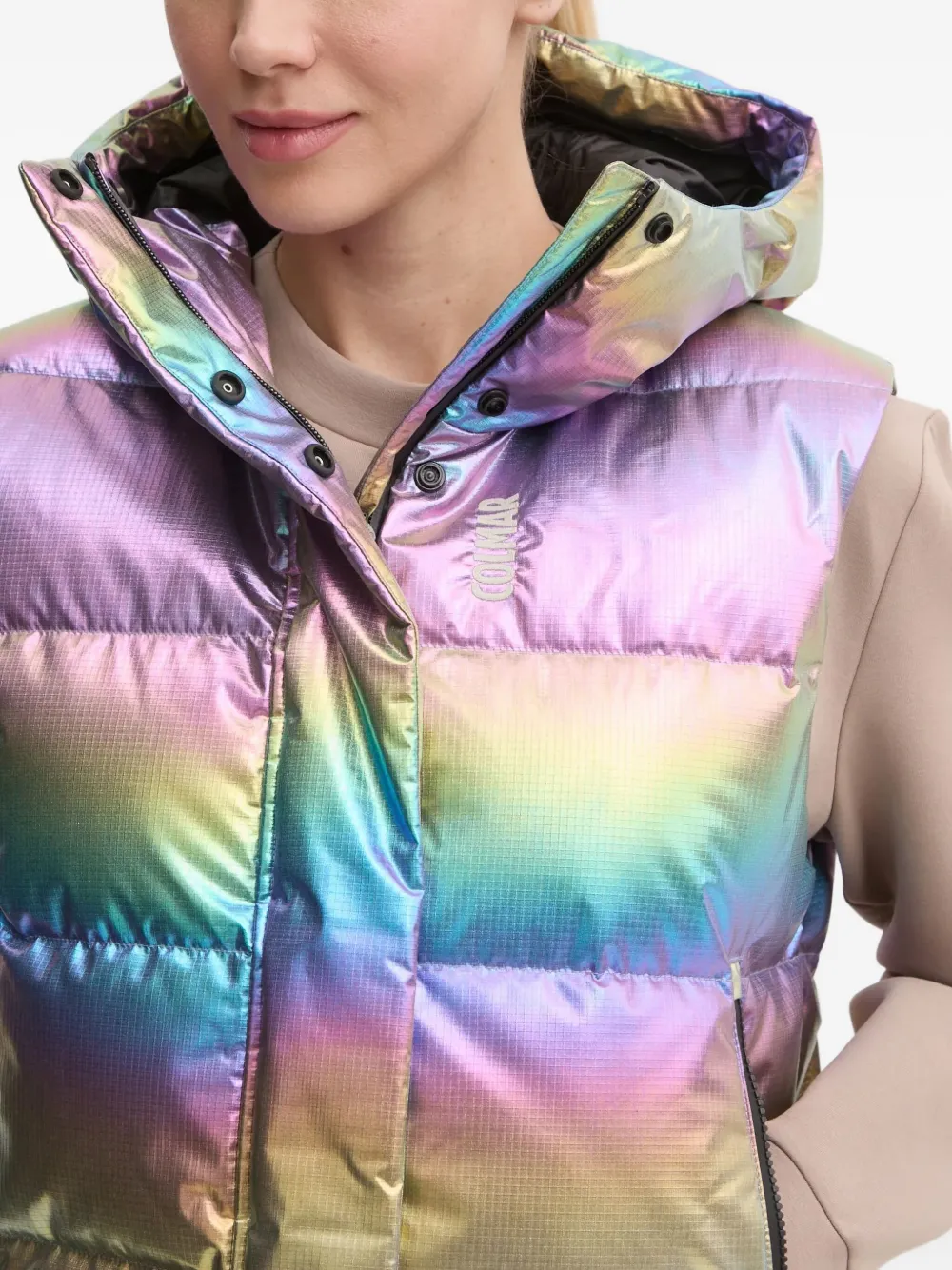 Colmar Hooded Padded Gilet In Purple