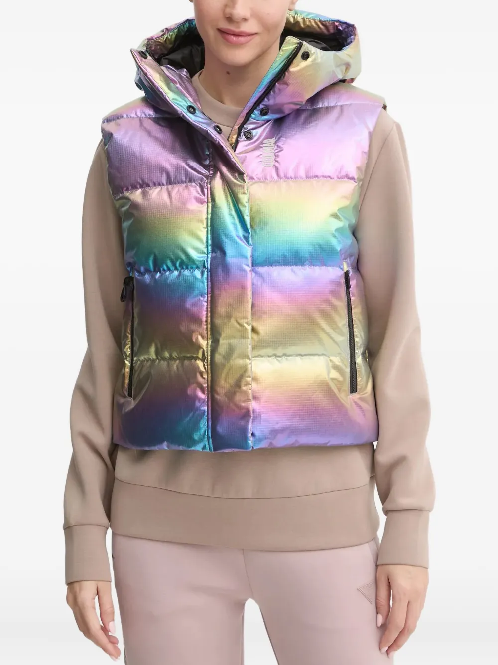 Colmar Hooded Padded Gilet In Purple