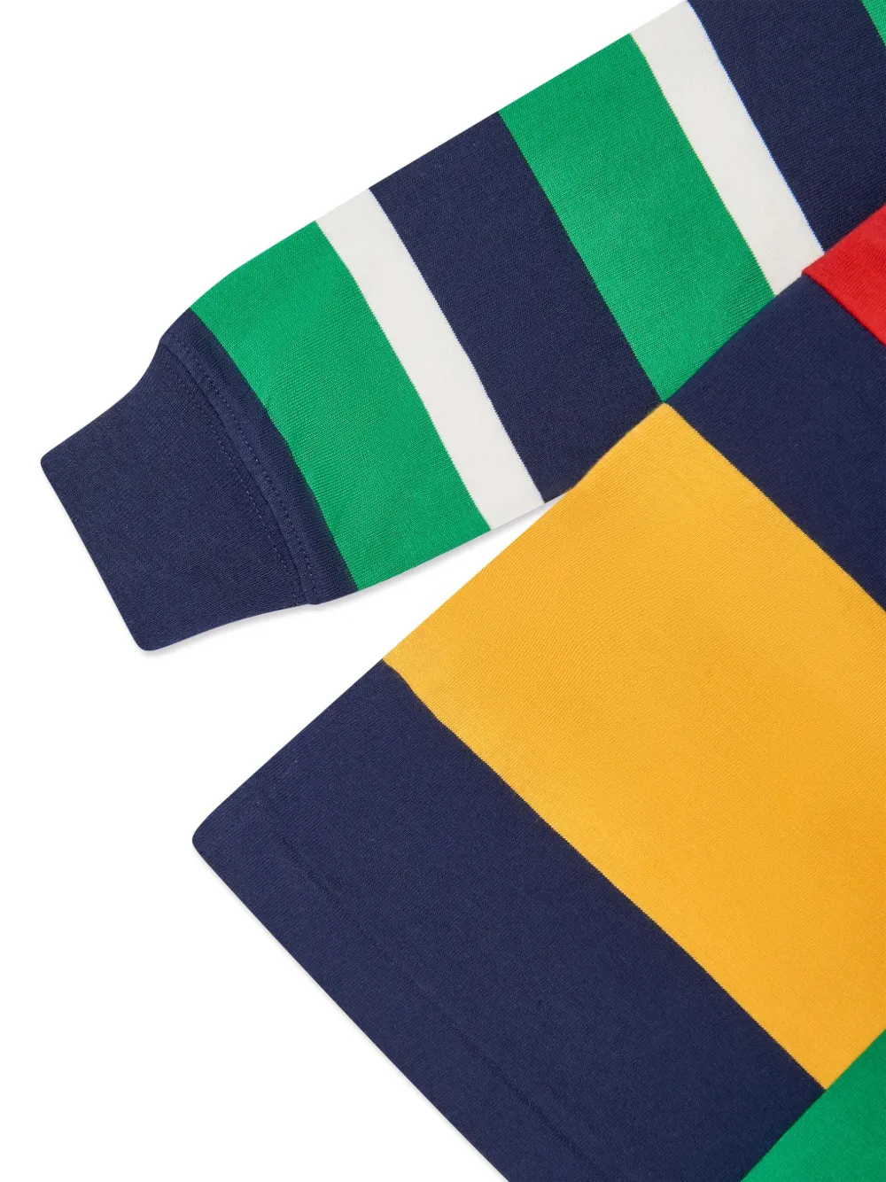 POLO RALPH LAUREN KIDS Zwart poloshirt met colourblocking en logo-reliëf Rood