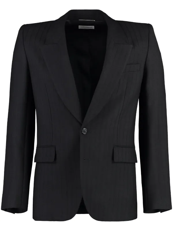Saint Laurent ストライプ テーラードジャケット | ブラック | FARFETCH JP