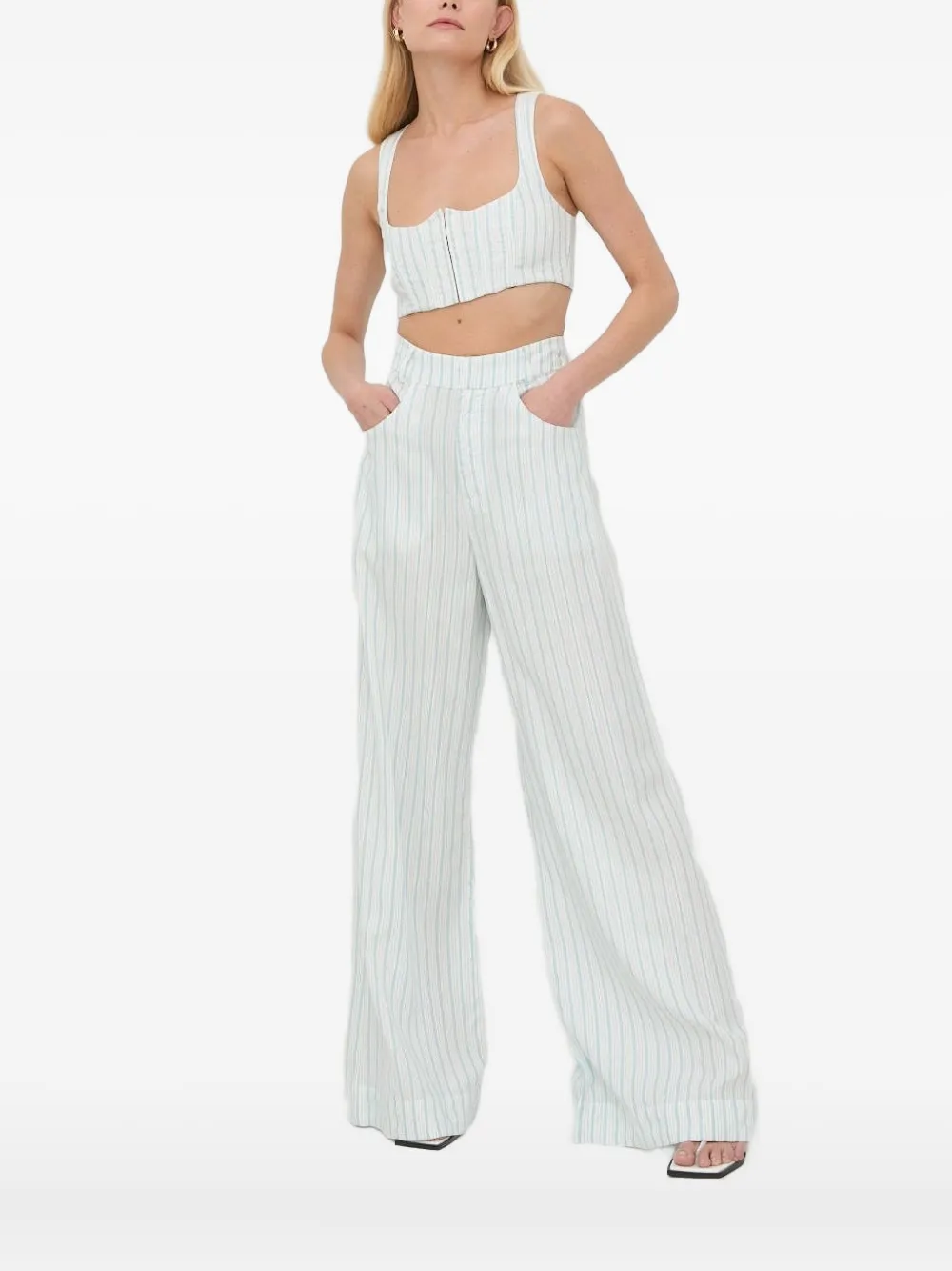 For Love And Lemons Skyler ストライプ コルセットトップ - ブルー For Love And Lemons Skyler ストライプ コルセットトップ - ブルー