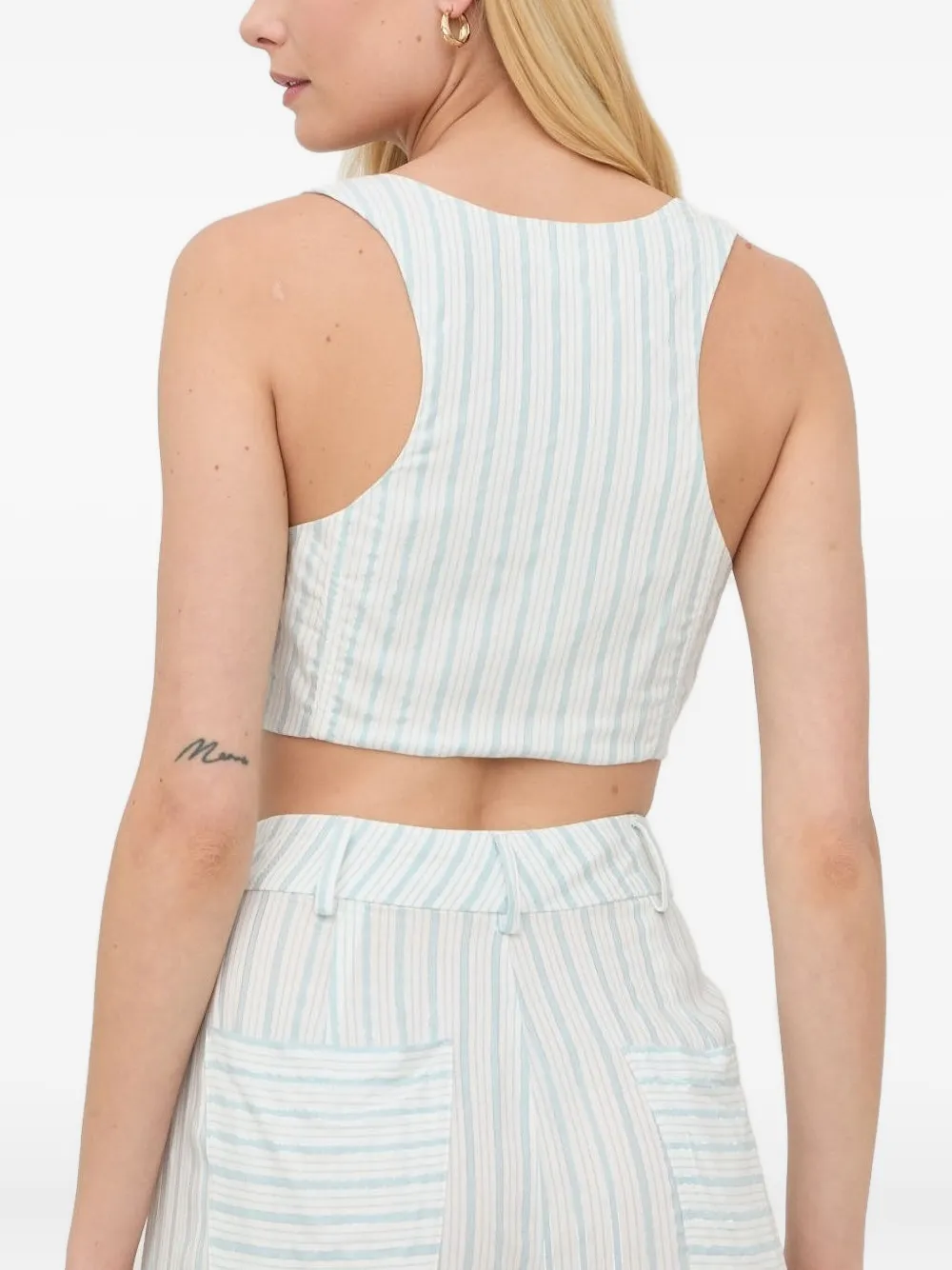 For Love And Lemons Skyler gestreepte korset top Blauw