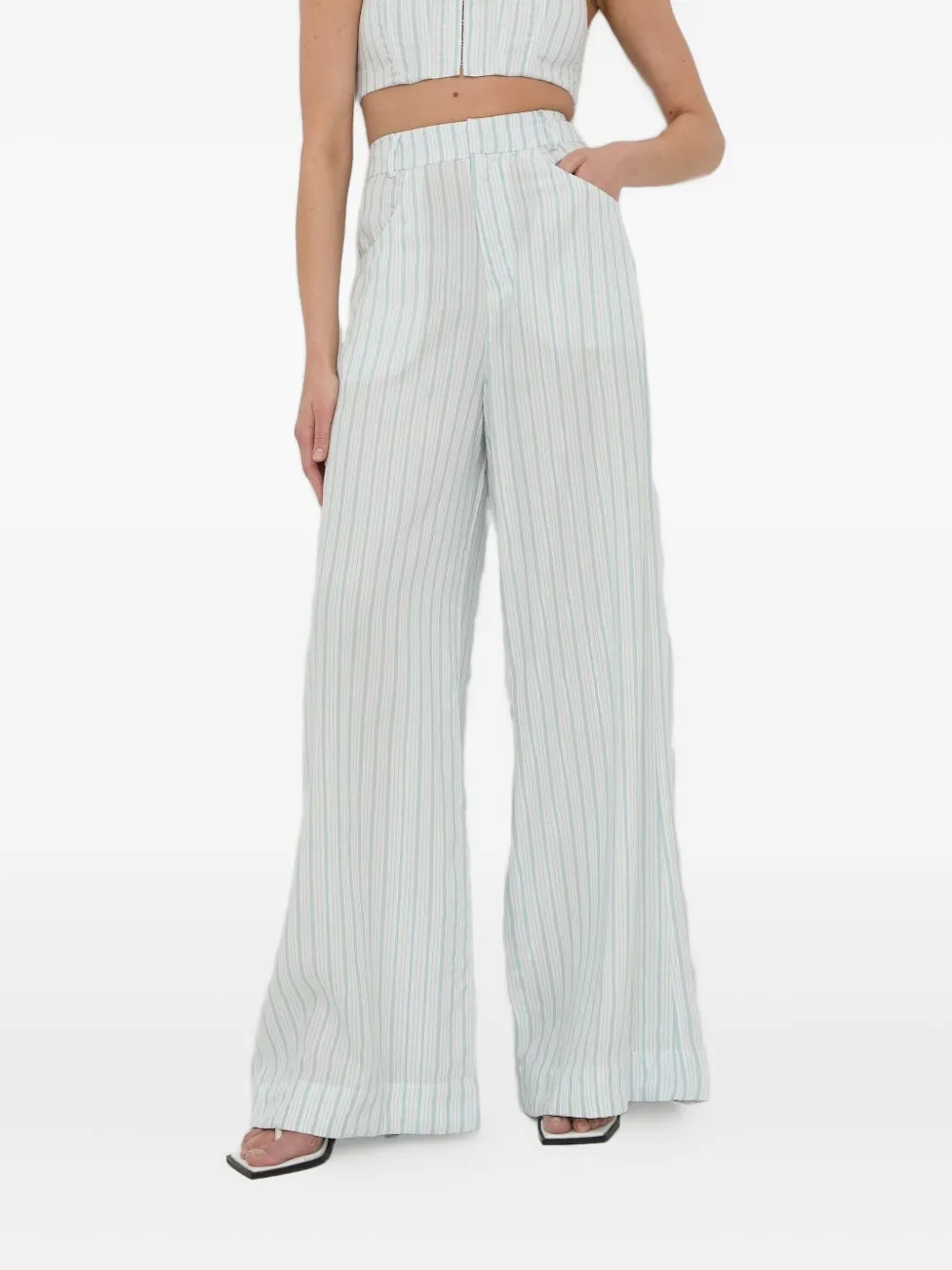 For Love And Lemons pinstriped pocket trousers - ホワイト For Love And Lemons pinstriped pocket trousers - ホワイト