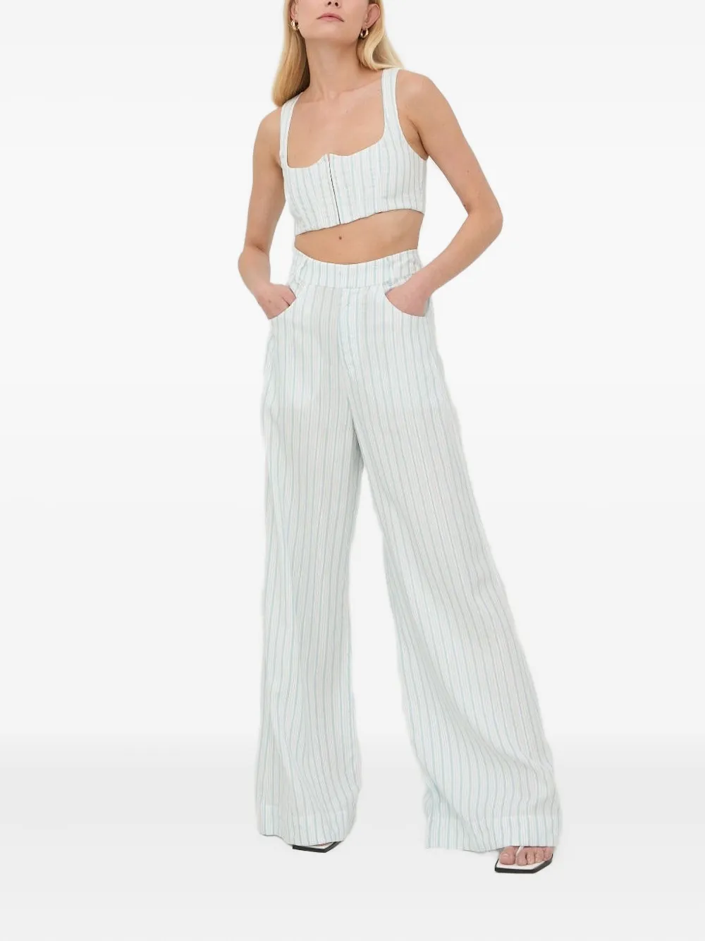 For Love And Lemons Broek met krijtstreep - Wit