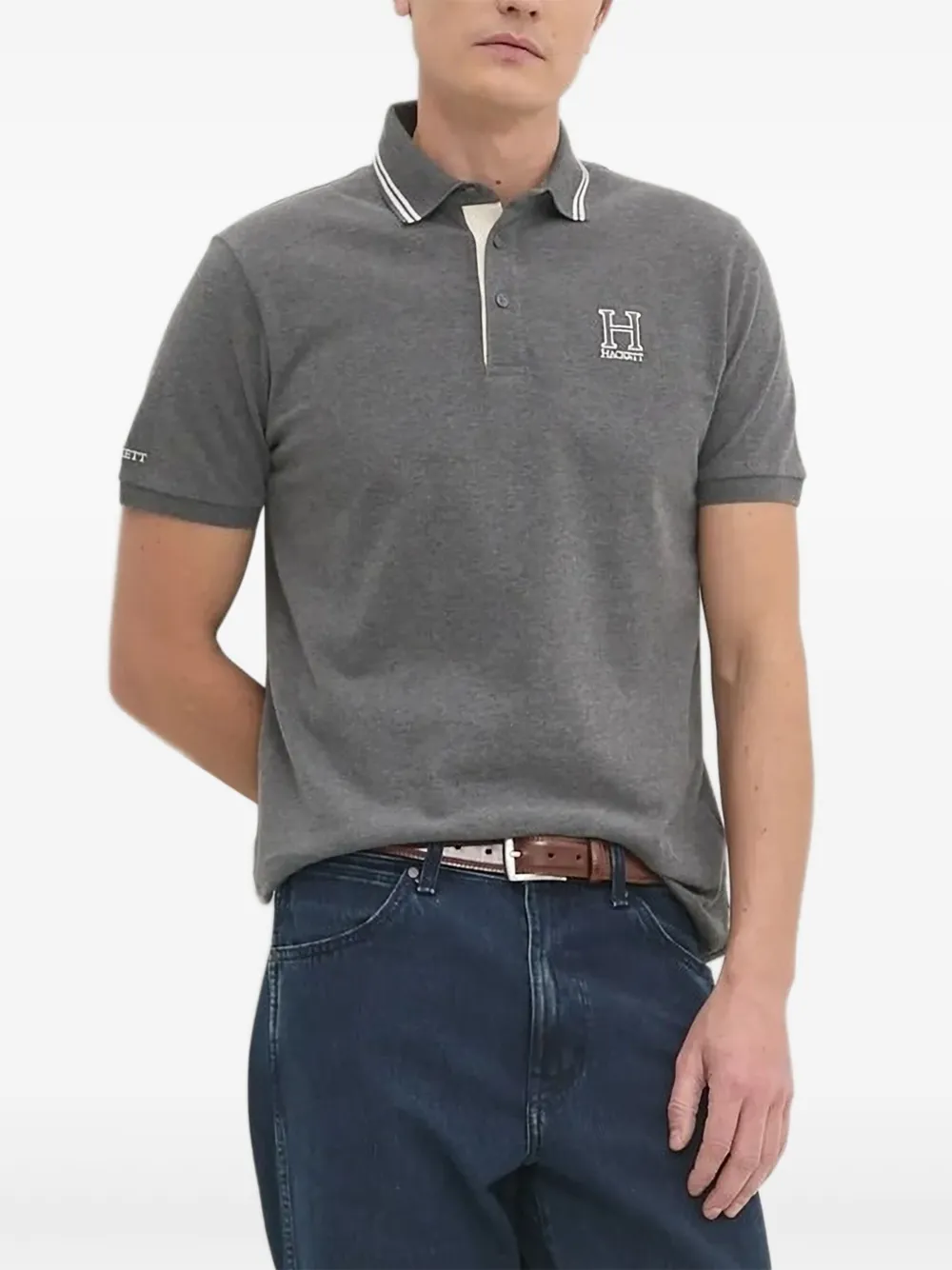 Hackett Poloshirt met geborduurd logo Grijs