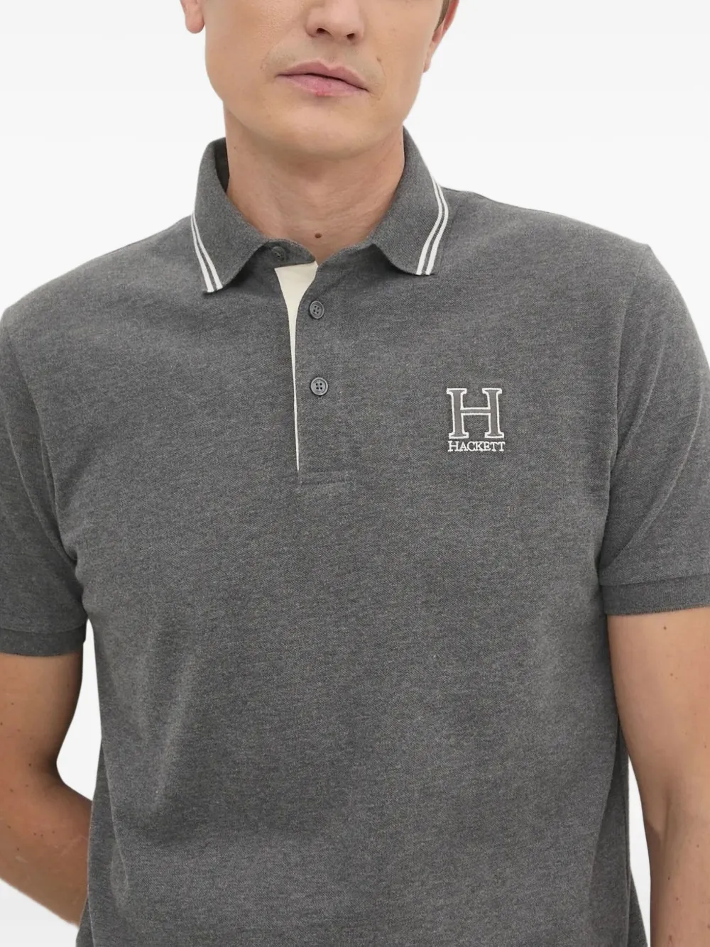 Hackett Poloshirt met geborduurd logo Grijs
