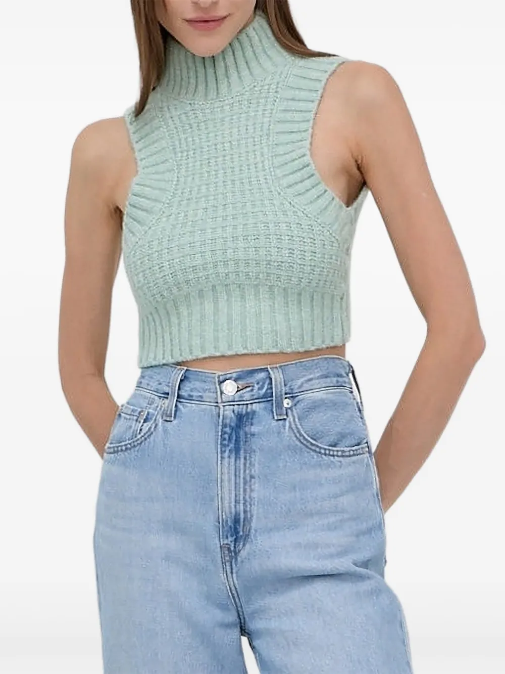 For Love And Lemons high-neck open-back knit top - グリーン For Love And Lemons high-neck open-back knit top - グリーン