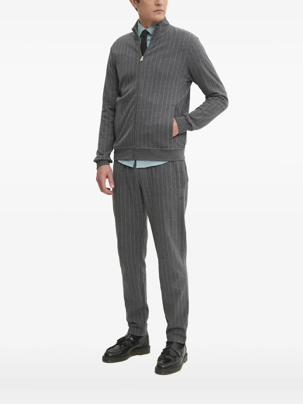 Hackett pinstripe zip-up sweater Grijs