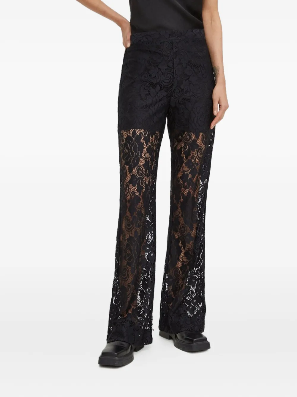 Day Birger Et Mikkelsen Broek met kanten vlakken Zwart