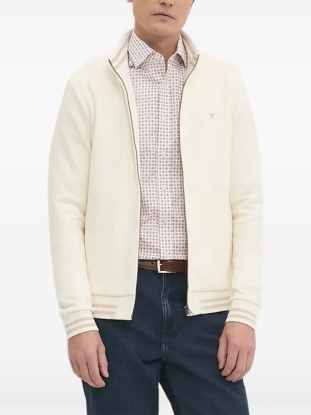 Hackett zip-front ribbed-cuff cardigan 803