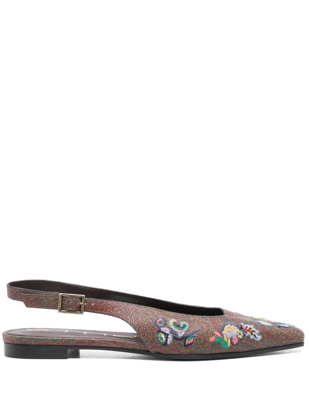 Etro Paisley-embroidered Ballet Flats In 褐色