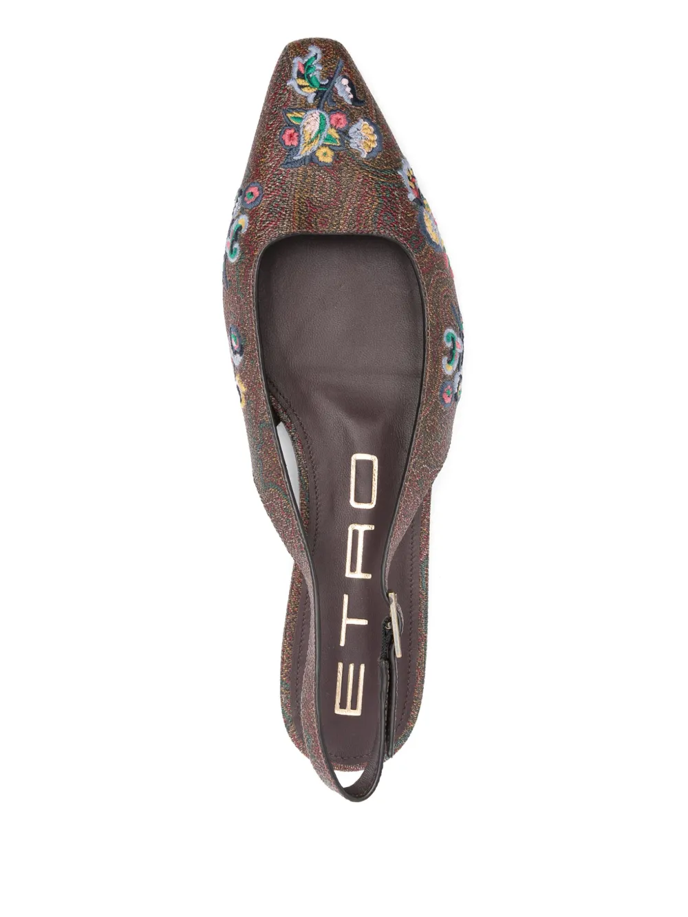 ETRO paisley-embroidered ballet flats Brown