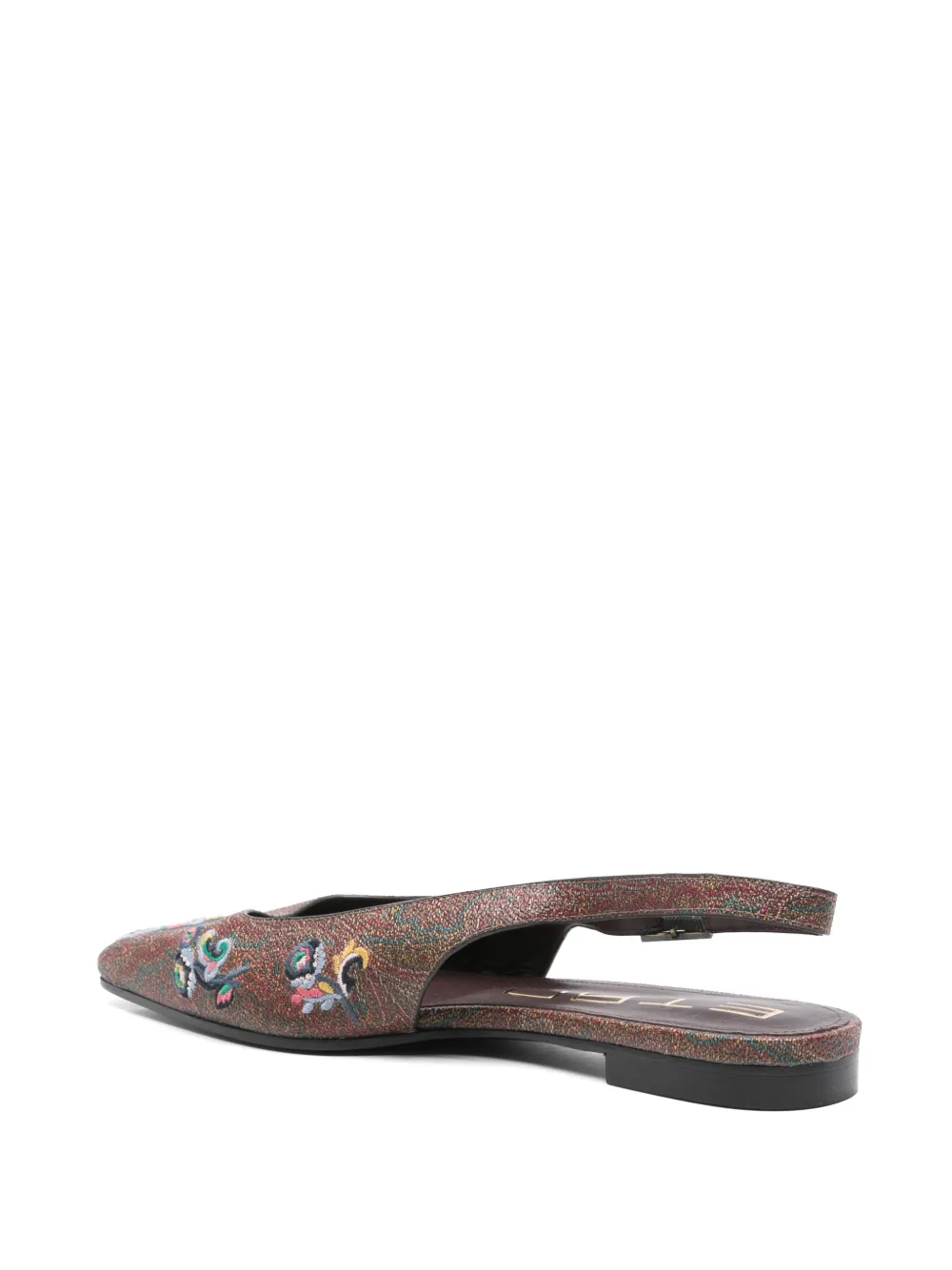 ETRO paisley-embroidered ballet flats Brown