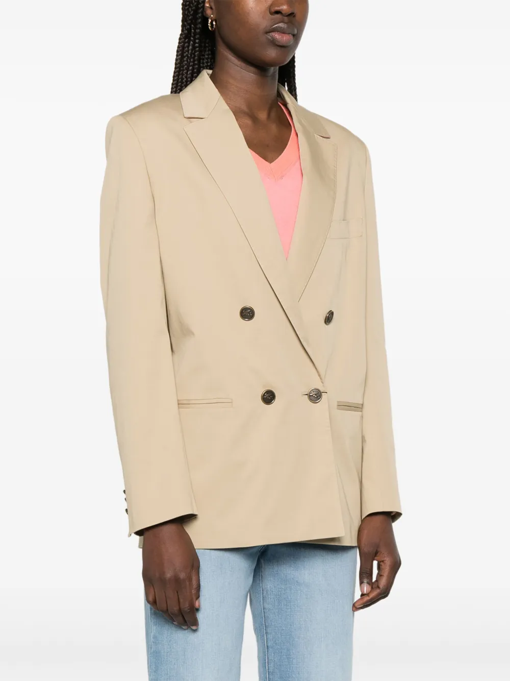 ETRO Blazer met gekerfde revers Beige