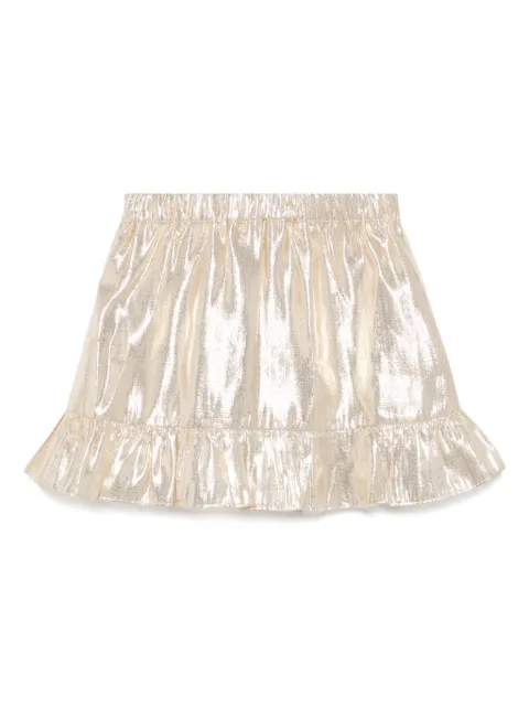 Self-Portrait Kids Gold Metallic Frill skirt