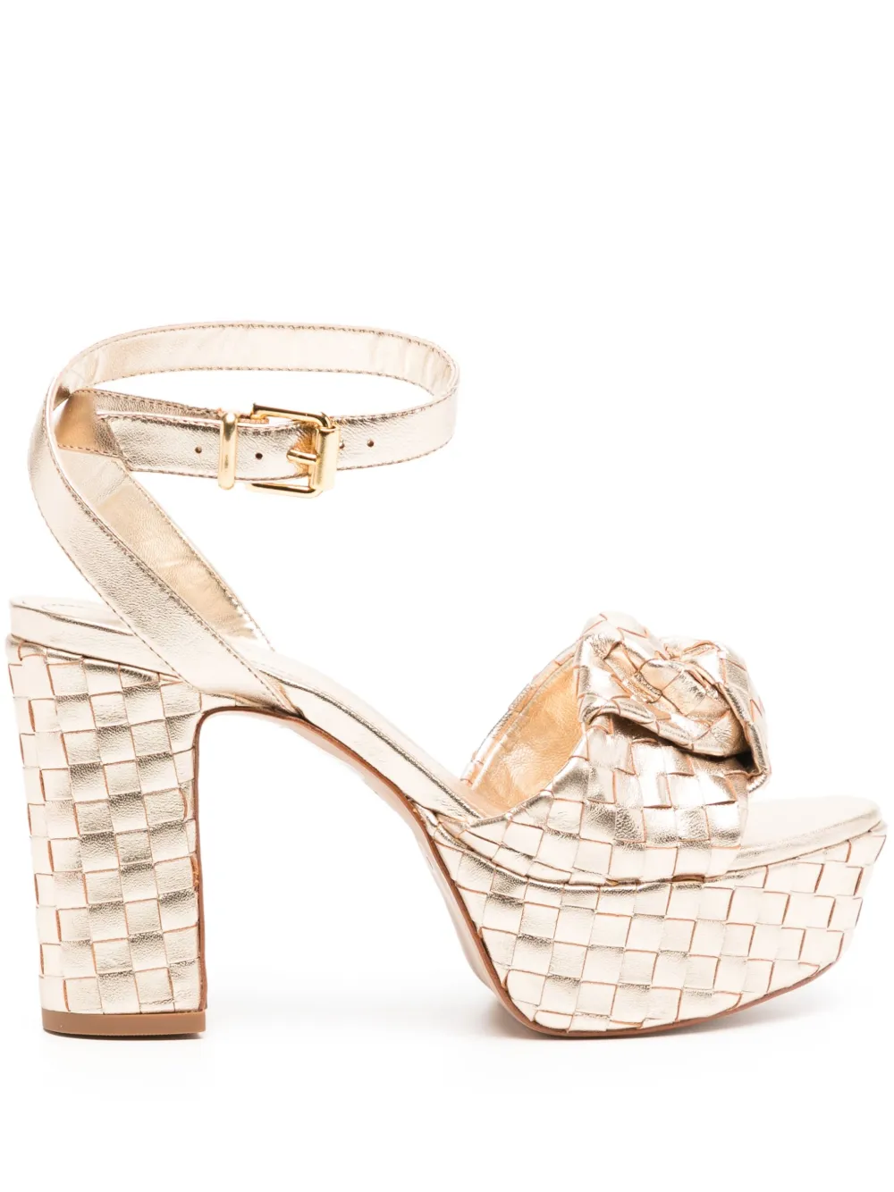 Schutz 100mm Kareena knot platform sandals Gold