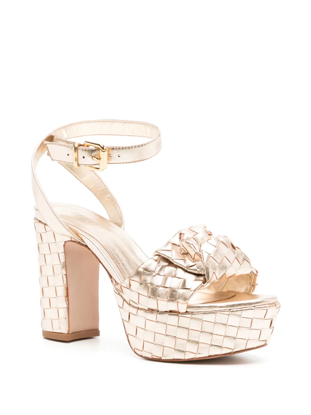 Schutz 100mm Kareena knot platform sandals Gold