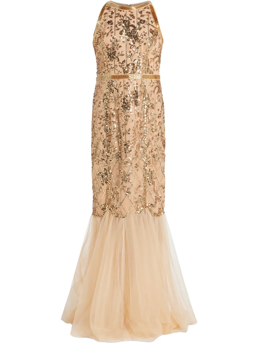 Marchesa Notte Avondjurk met pailletten Beige