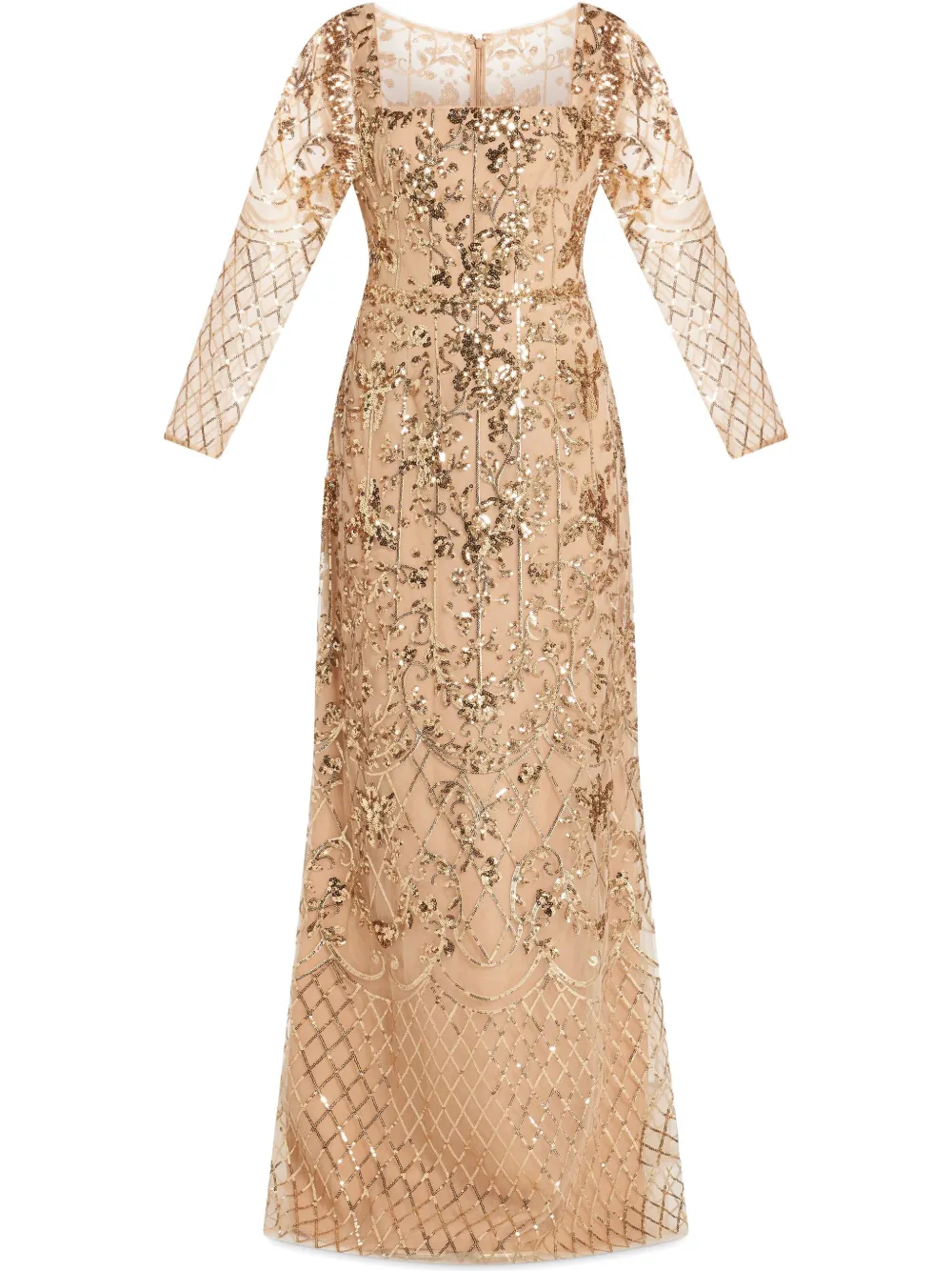 Marchesa Notte Avondjurk met pailletten Beige