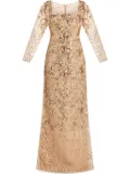 Marchesa Notte sequinned gown - Neutrals