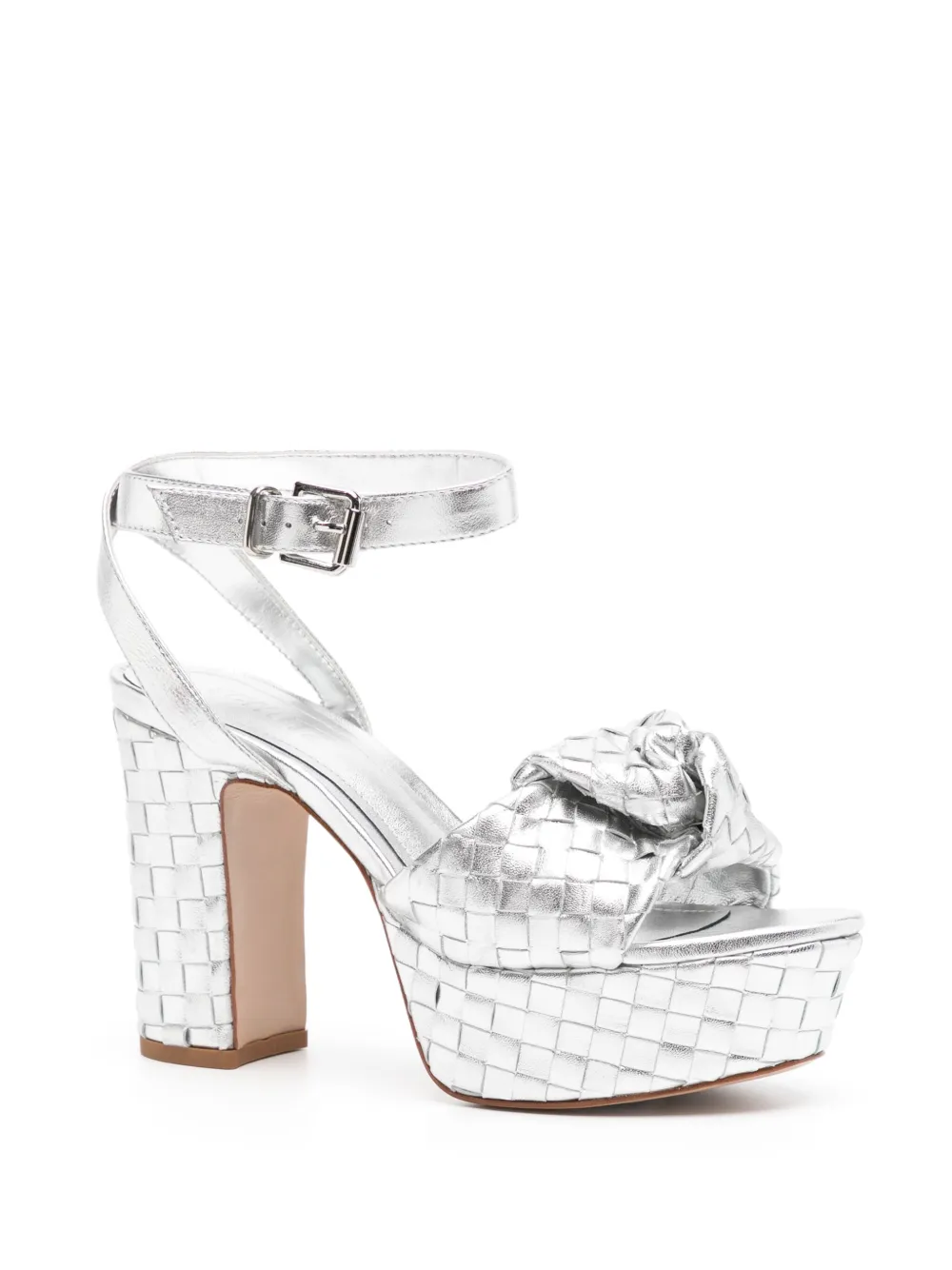 Schutz 100mm Kareena knot platform sandals Silver