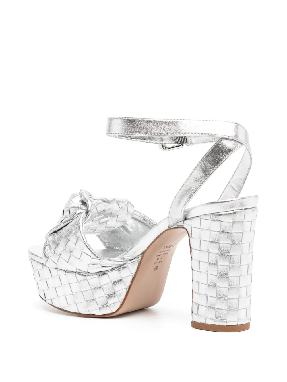 Schutz 100mm Kareena knot platform sandals Silver