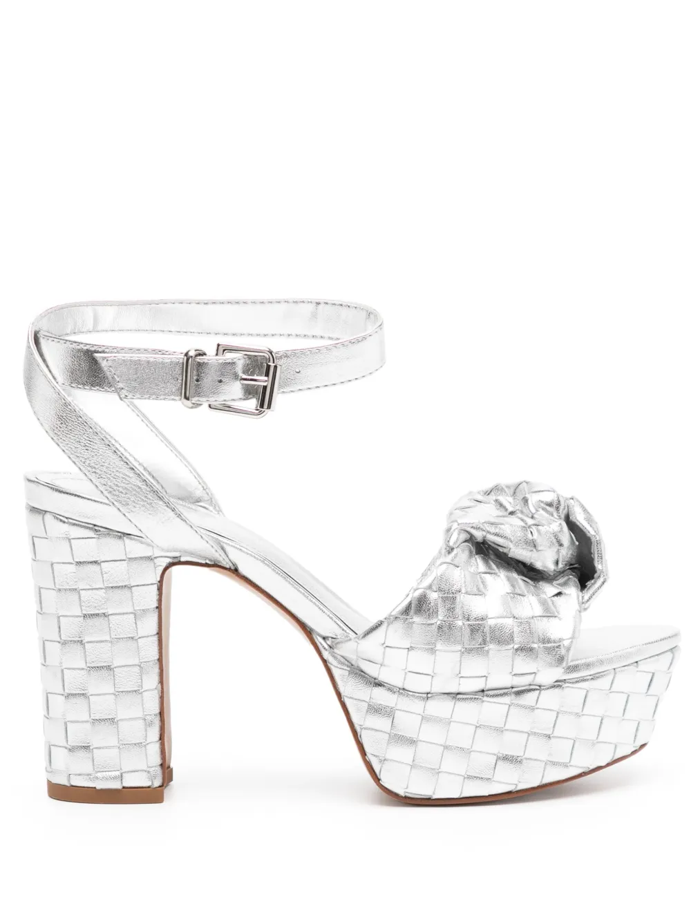 Schutz 100mm Kareena knot platform sandals Silver