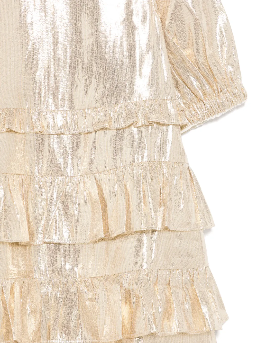 Self-Portrait Kids Gold Metallic Frill jurk Goud