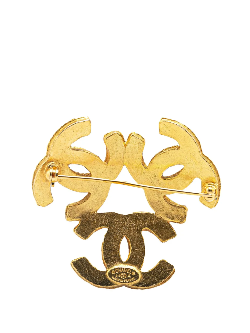 CHANEL Pre-Owned 1994 Triple CC vergulde broche - Goud