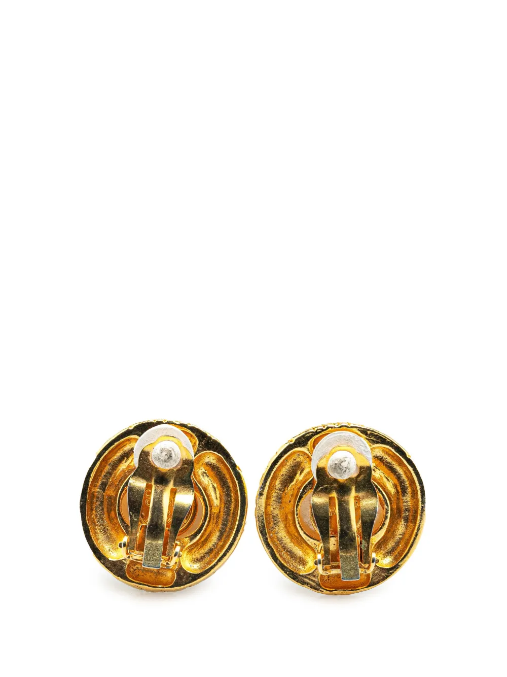 CHANEL Pre-Owned 1970-1980 vergulde oorclips met imitatieparel en logo - Goud