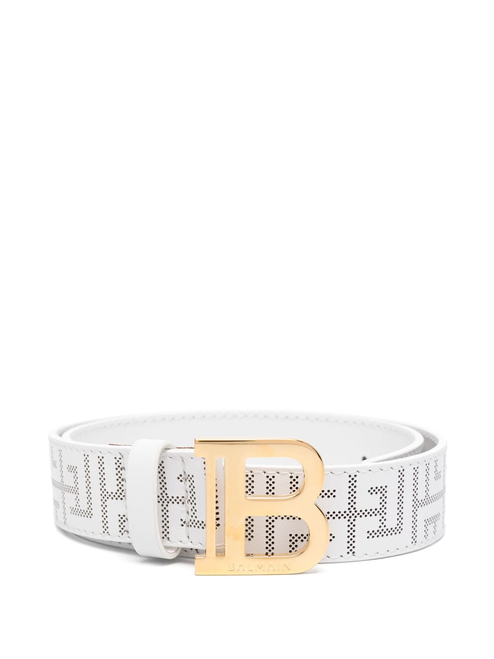 Balmain Kids logo-buckle belt - White