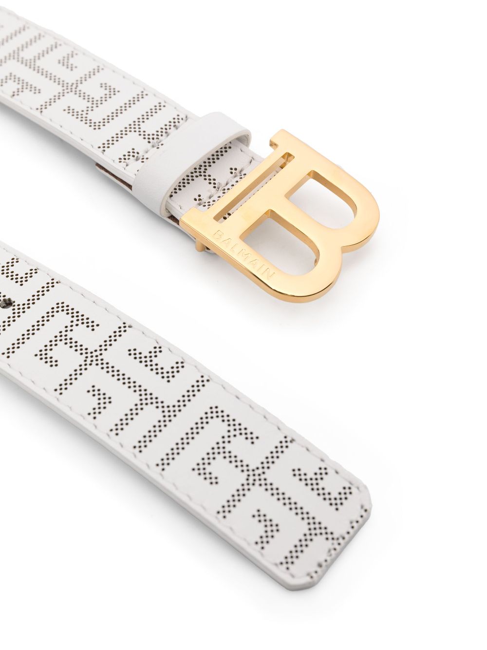 Balmain Kids logo-buckle belt - White