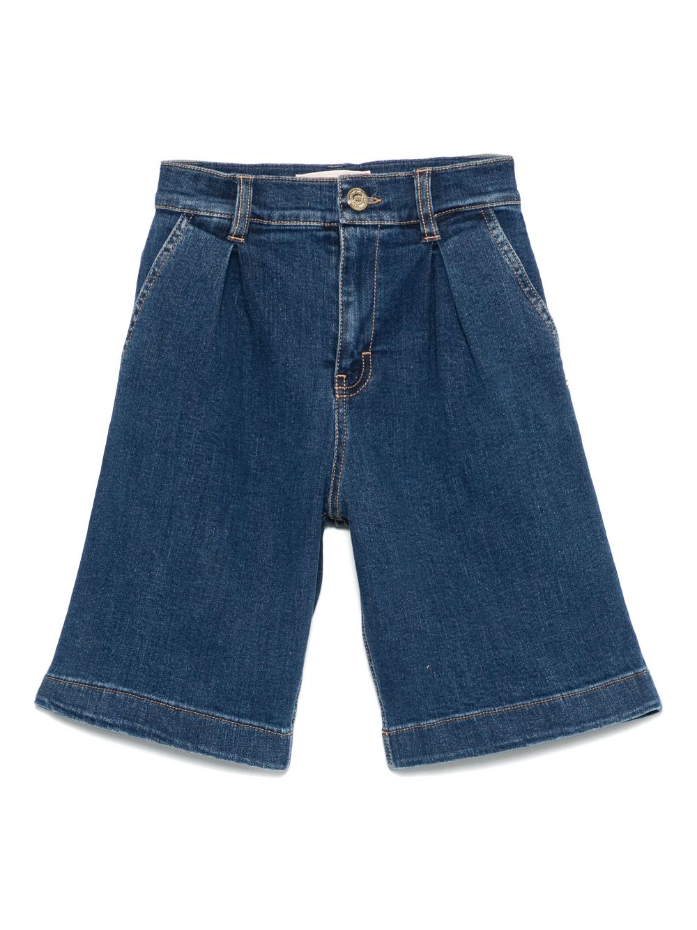 Elisabetta Franchi La Mia Bambina pleated denim shorts - Blue