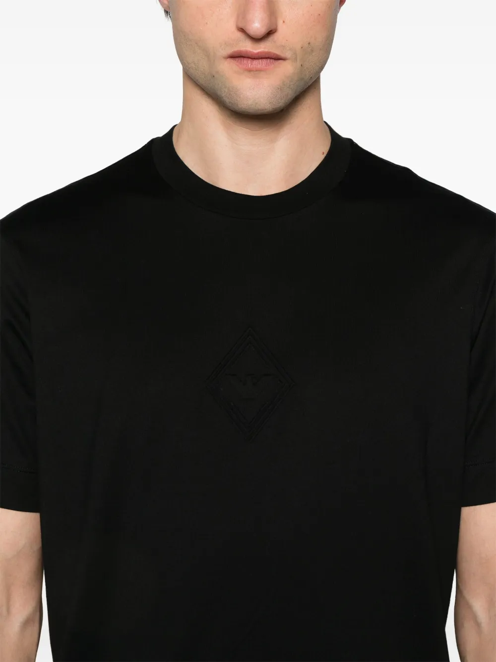 Emporio Armani Jersey T-shirt met Eagle-logoreliëf Zwart
