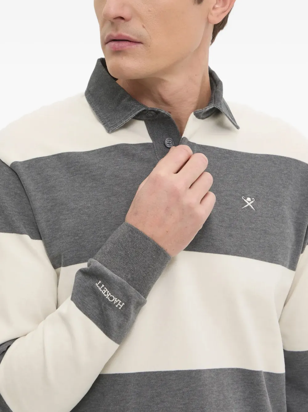 Hackett Gestreept poloshirt Grijs