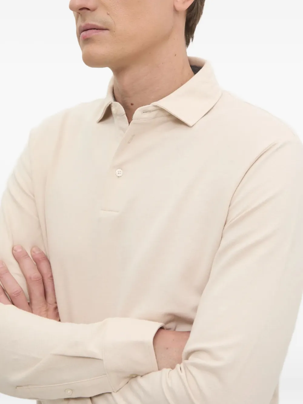 Hackett Poloshirt met lange mouwen Beige