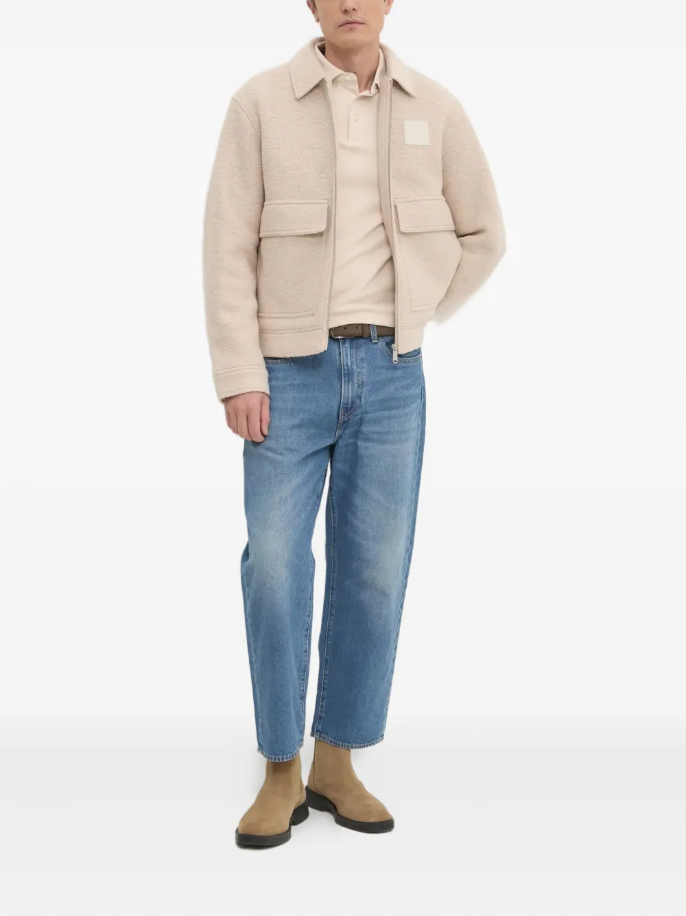 Hackett Poloshirt met lange mouwen - Beige