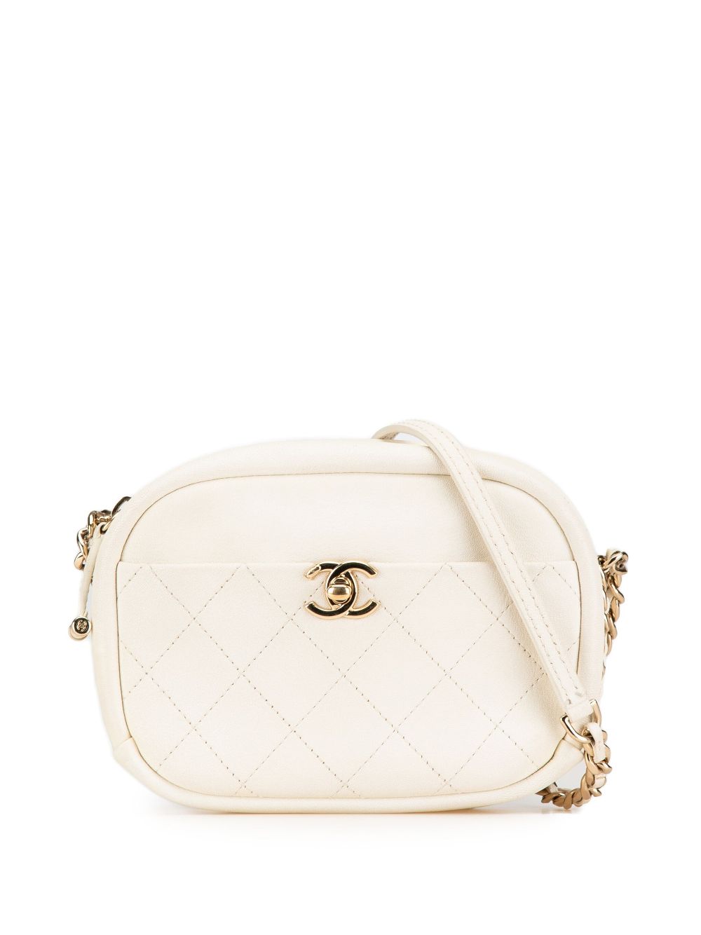 CHANEL Pre-Owned 2018-2019 Small Quilted Goatskin Casual Trip Camera Bag crossbody bag - White