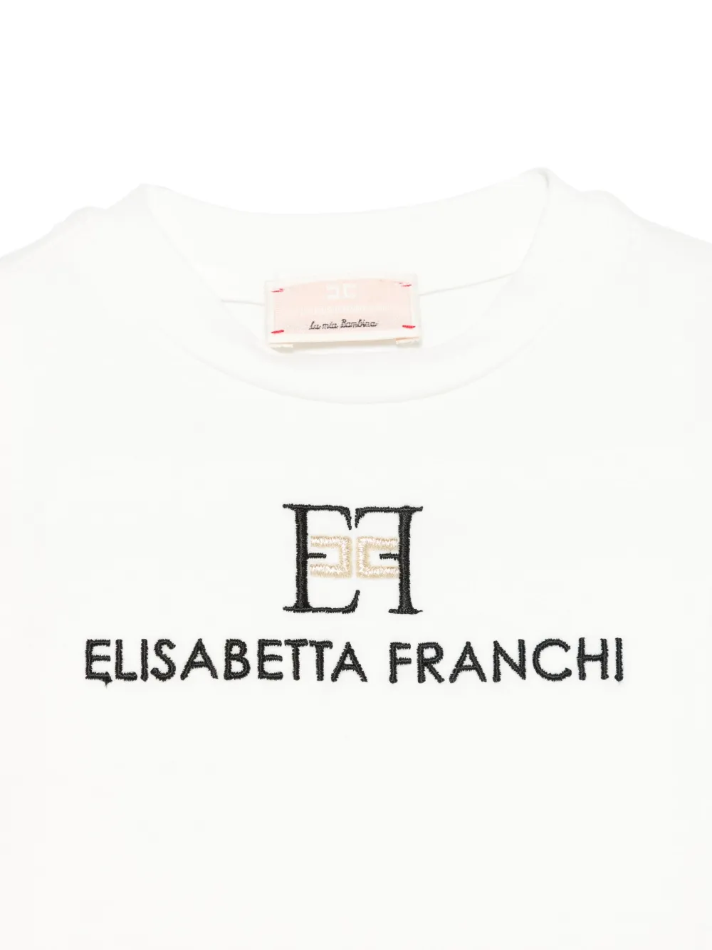Elisabetta Franchi La Mia Bambina T-shirt met geborduurd logo Wit