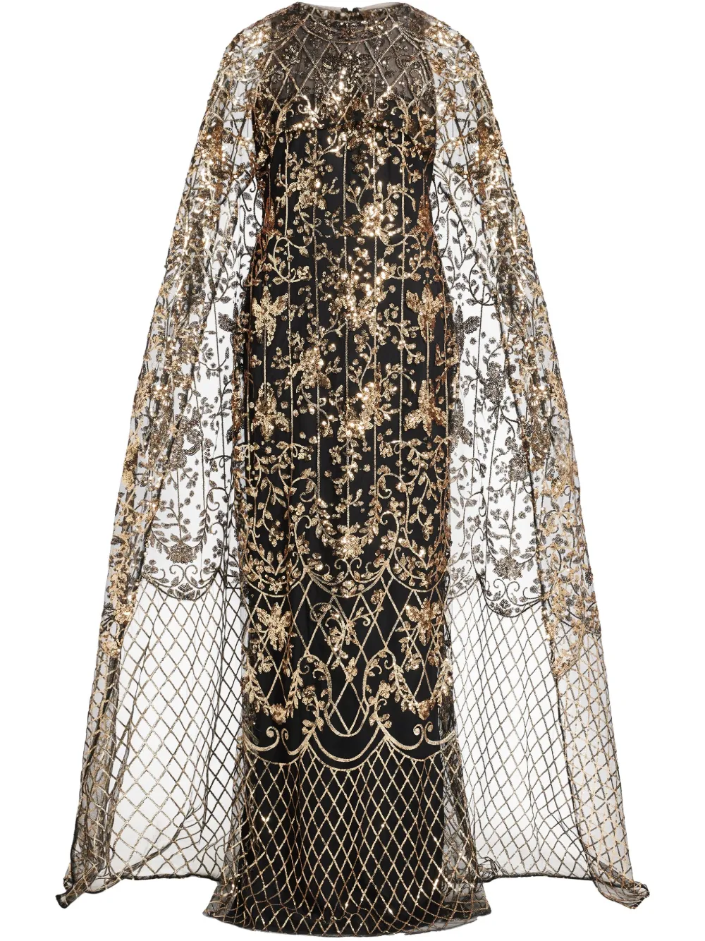 sequinned cape gown