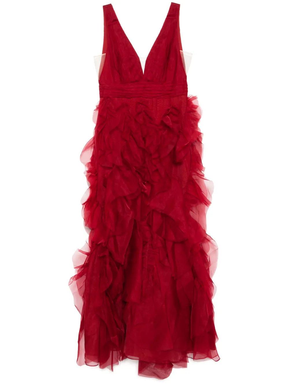 Marchesa Notte Jurk met V-hals Rood