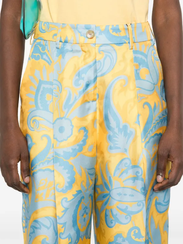 ETRO Milano シルクパンツ 総柄 42サイズ　新品・未使用 ETRO シルク パンツ | ブルー | FARFETCH JP